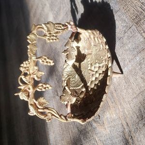 Vintage Victorian Brass Dish With Grape vine Motif